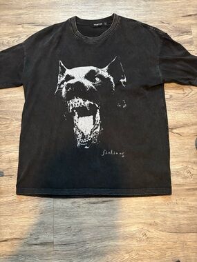 Black Graphic Men’s Tee — Aggressive Dog Print